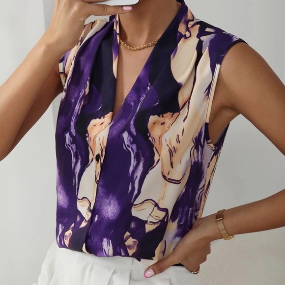 010 Marble Print Sleeveless Blouse - Picture 3 of 4